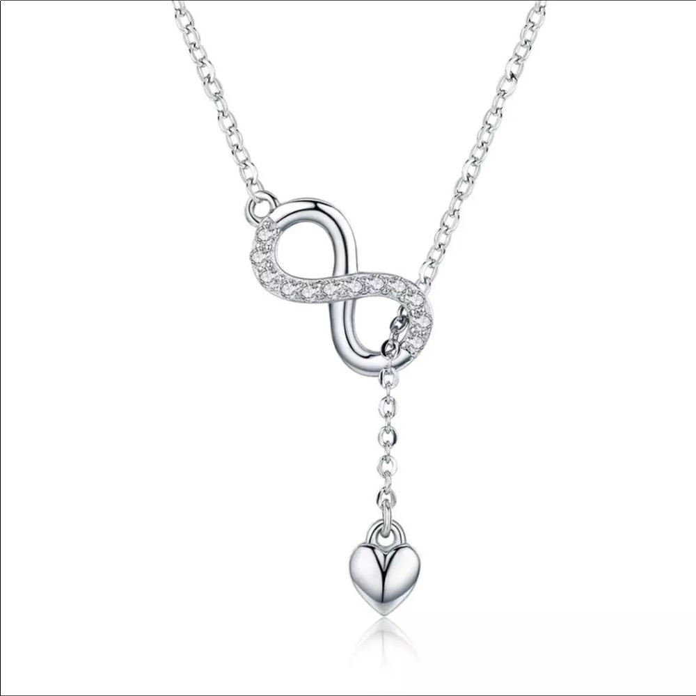Solid Sterling Silver Infinity Love Heart Necklace